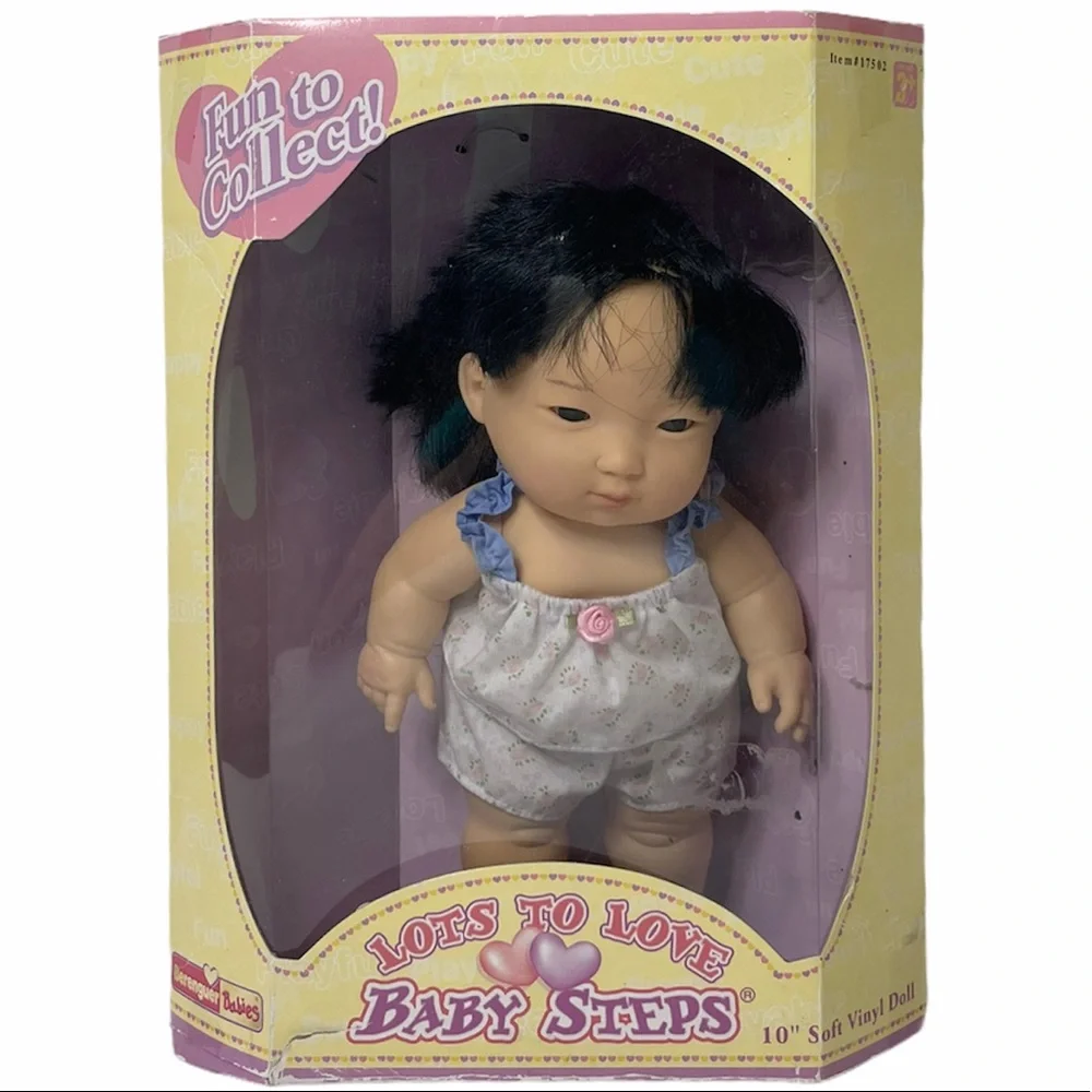 Rare Vintage Doll Y2K Toys Lots To Love Asian Baby Ethnic Brown Hair Blue Pink